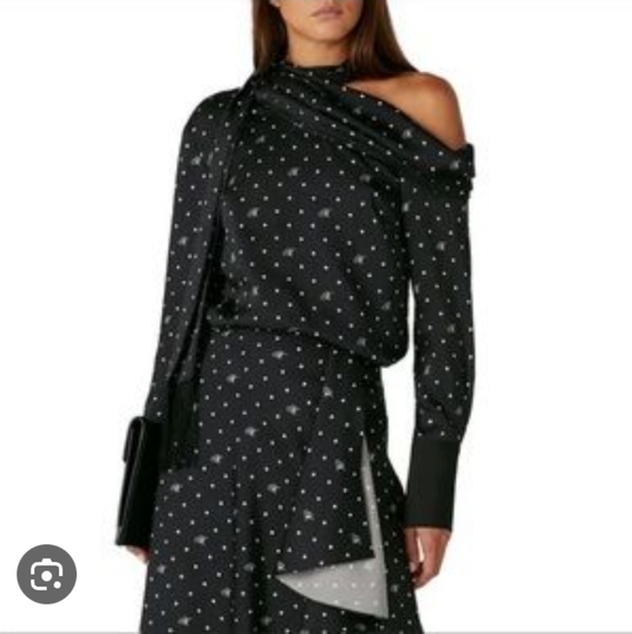 MONSE Long Sleeve Tie Neck Fringe - Picture 3 of 17